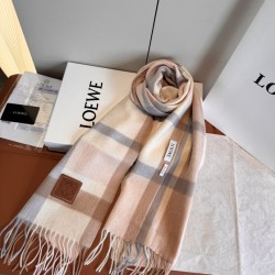 Cloni Sciarpa Loewe double-face cashmere con motivo a scacchi 30 x 180 Rosa firmate