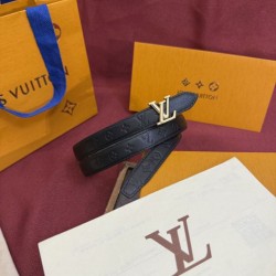 Cloni Qualità da grande replica Cintura Reversibile Louis Vuitton Flowergram 20mm con fibbia Louis Vuitton oro Nero firmate