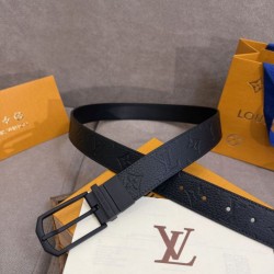 Cloni Qualità superiore replica Cinture reversibile pelle sottile Louis Vuitton da 35mm Nero firmate