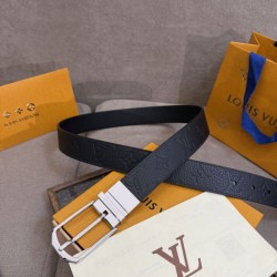 Cloni Cinture reversibile pelle sottile Louis Vuitton da 35mm Nero argento firmate