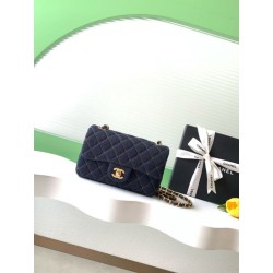 Borsa Chanel Mini Rectangular Classic Flap AS1116 denim blu scuro