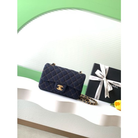 Borsa Chanel Mini Rectangular Classic Flap AS1116 denim blu scuro