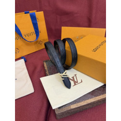 Qualità da grande replica Cintura Reversibile LV Flowergram 20mm con fibbia LV oro Nero