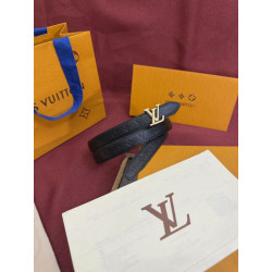 Qualità da grande replica Cintura Reversibile LV Flowergram 20mm con fibbia LV oro Nero