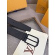Qualità superiore replica Cinture reversibile pelle sottile LV da 35mm Nero