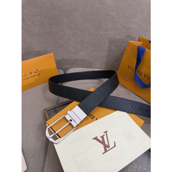 Cinture reversibile pelle sottile LV da 35mm Nero argento