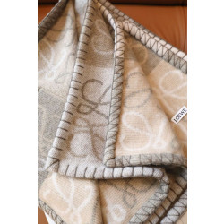 Coperta cashmere a quadri Loewe Anagram Beige 135 x 170