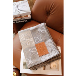 Coperta cashmere a quadri Loewe Anagram Beige 135 x 170