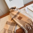 falso Sciarpa Loewe double-face cashmere con motivo a scacchi 30 x 180 Marrone