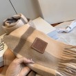 falso Sciarpa Loewe double-face cashmere con motivo a scacchi 30 x 180 Marrone