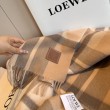 falso Sciarpa Loewe double-face cashmere con motivo a scacchi 30 x 180 Marrone