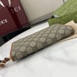 Qualità superiore replica Portafoglio Gucci GG Emblem Zip Around 821803/819122 Marrone