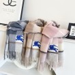 Alta gamma replica Sciarpa Cashmere Burberry Equestrian Knight Check 32 x 180 Grigio