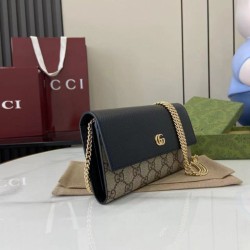 Cloni Portafoglio Gucci GG Marmont bicolore con catena 546585 marrone/nero firmate