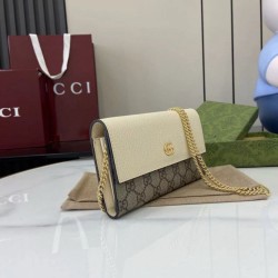 Replica di lusso Portafoglio Gucci GG Marmont bicolore con catena 546585 marrone/Bianco Imitazioni Cloni Portafoglio Gucci GG Marmont bicolore con catena 546585 marrone/Bianco firmate