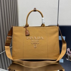 Cloni Borse tote Prada Jardinière extra large in tela di cotone marrone firmate