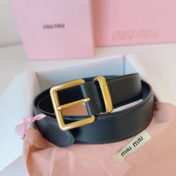 Cloni Pari all'originale replica Cintura con fibbia color oro Miu Miu 35mm Nero firmate