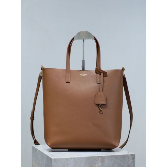 Borsa Replica 1:1 shopping Tote YSL Saint Laurent Toy North/South verticale Marrone