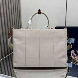 Borse tote Prada Jardinière extra large in tela di cotone Beige