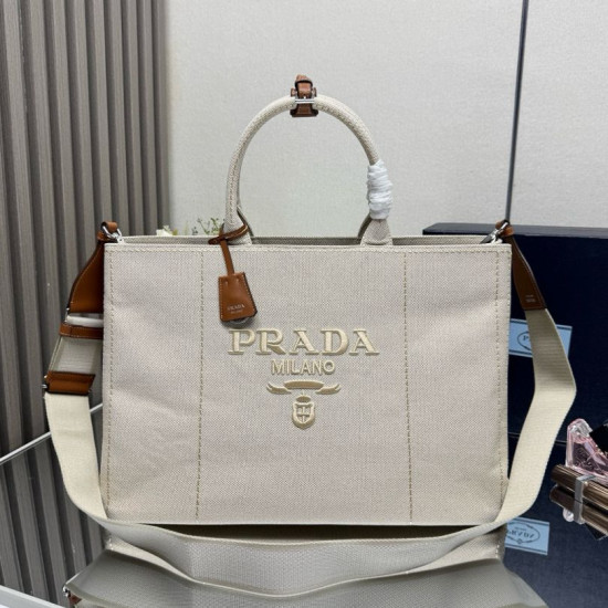 Borse tote Prada Jardinière extra large in tela di cotone Beige Borse tote Prada Jardinière extra large in tela di cotone Beige
