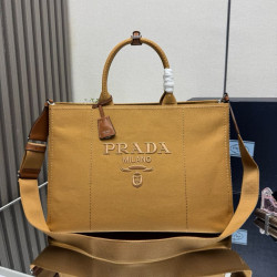 Borse tote Prada Jardinière extra large in tela di cotone marrone
