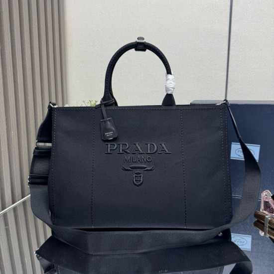 Borse tote Prada Jardinière extra large in tela di cotone Nero Borse tote Prada Jardinière extra large in tela di cotone Nero