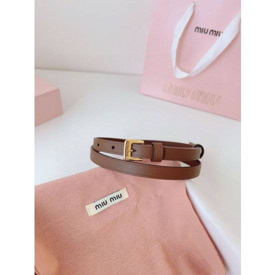 Cintura con fibbia color oro Miu Miu 15mm marrone