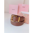 Cintura con fibbia color oro Miu Miu 35mm marrone