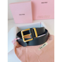Pari all'originale replica Cintura con fibbia color oro Miu Miu 35mm Nero