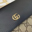 Portafoglio Gucci GG Marmont bicolore con catena 546585 marrone/nero