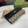Portafoglio Gucci GG Marmont bicolore con catena 546585 marrone/nero