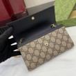 Portafoglio Gucci GG Marmont bicolore con catena 546585 marrone/nero