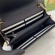 Portafoglio Gucci GG Marmont bicolore con catena 546585 marrone/nero