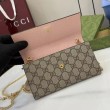 Portafoglio Gucci GG Marmont bicolore con catena 546585 marrone/Rosa