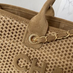 Replica di lusso Borsa tote Chanel Deauville Beach Shopping AS3257 rafia Marrone Imitazioni Cloni Borsa tote Chanel Deauville Beach Shopping AS3257 rafia Marrone firmate