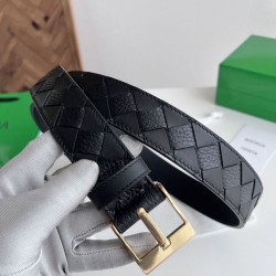 Cloni Qualità superiore replica Cintura Intreccio Intreccio Reversibile Check Da Uomo Bottega Veneta Nero Oro firmate