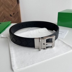 Cloni Cintura Intreccio Intreccio Reversibile Check Da Uomo Bottega Veneta Nero Argento firmate