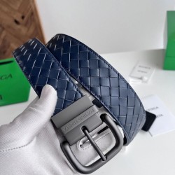 Replica di lusso Cintura reversibile da uomo Bottega Veneta Intreccio Blu Imitazioni Cloni Cintura reversibile da uomo Bottega Veneta Intreccio Blu firmate