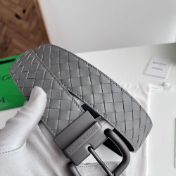 Cloni Alta gamma replica Cintura reversibile da uomo Bottega Veneta Intreccio Grigio firmate