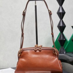 Replica di lusso Pochette Miu Miu Honey Caprice con stampa a conchiglia 5BF131 Marrone Imitazioni Cloni Pochette Miu Miu Honey Caprice con stampa a conchiglia 5BF131 Marrone firmate