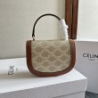 Borsa Celine Mini Besace Clea Triomphe Canvas Pelle di vitello beige