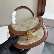 Borsa Celine Mini Besace Clea Triomphe Canvas Pelle di vitello beige
