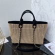 Borsa tote Chanel Deauville Beach Shopping AS3257 Rafia Nero