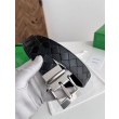 Cintura Intreccio Intreccio Reversibile Check Da Uomo Bottega Veneta Nero Argento