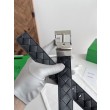 Cintura Intreccio Intreccio Reversibile Check Da Uomo Bottega Veneta Nero Argento