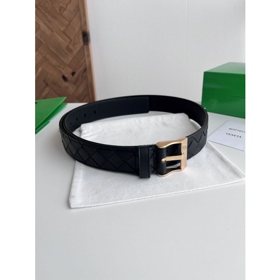 Qualità superiore replica Cintura Intreccio Intreccio Reversibile Check Da Uomo Bottega Veneta Nero Oro
