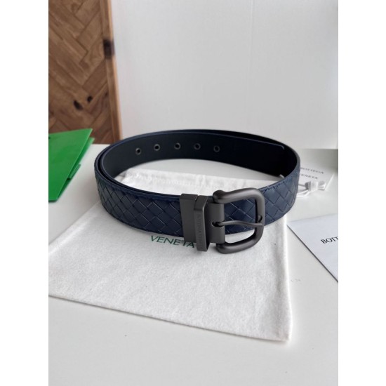 Cintura reversibile da uomo Bottega Veneta Intreccio Blu