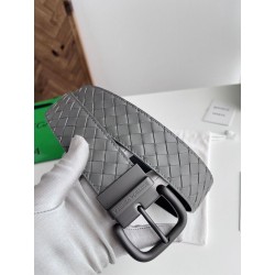 Alta gamma replica Cintura reversibile da uomo Bottega Veneta Intreccio Grigio