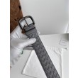 Alta gamma replica Cintura reversibile da uomo Bottega Veneta Intreccio Grigio