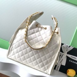 Cloni Borsa a mano media Chanel 25 Hobo Caviar Quilted AS5311 Bianco firmate